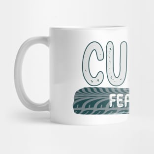 Curbs Fear Me - Fearless Tire Tracks Design - white, grey, navy Mug